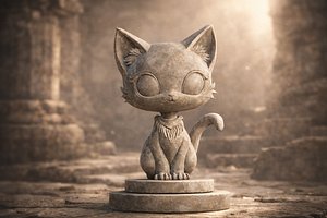 Cute Stone Cat Statue