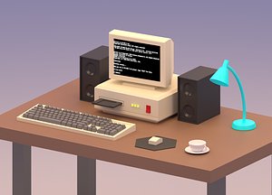 Cartoon Vintage Computer