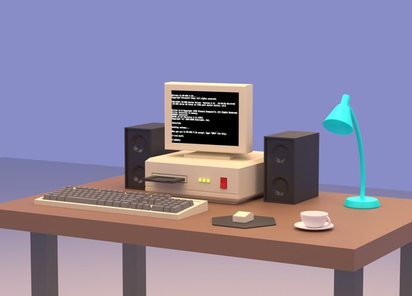 3D cartoon vintage computer - TurboSquid 1592516