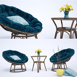natural rattan chair 3D model