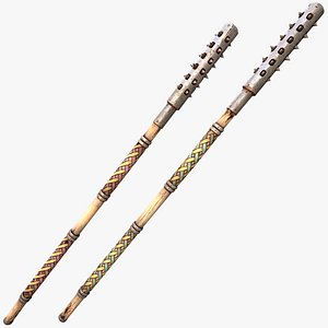 Medieval Weapons Polearms Crushing Mace Pike model