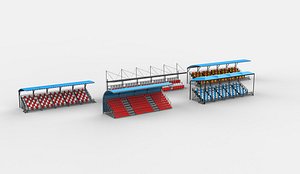 3D roofed grandstand set 3D model model