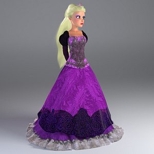 cartoon princess rigged bella 3d model