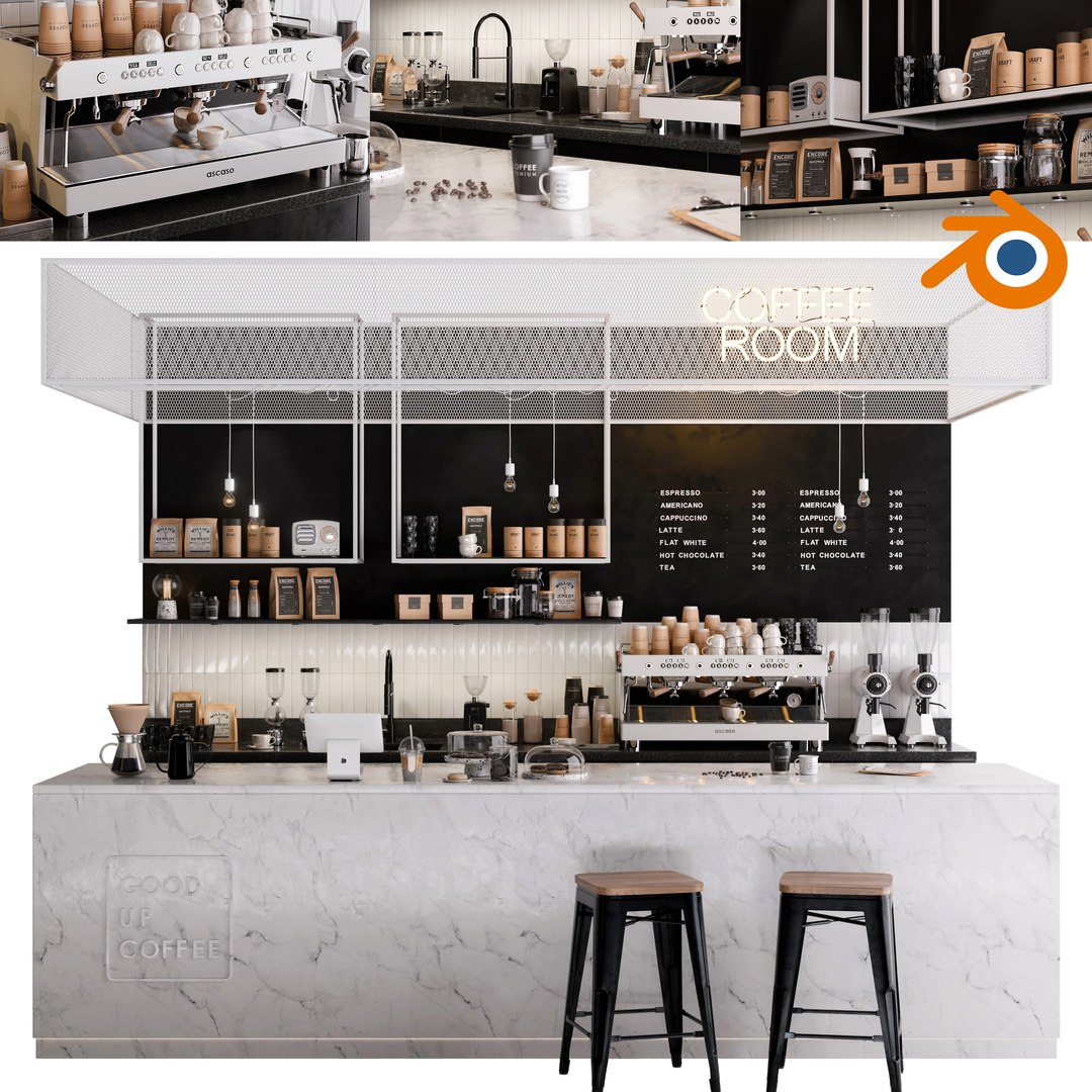 3D Modern Coffee Shop Interior In Blender - TurboSquid 2524417