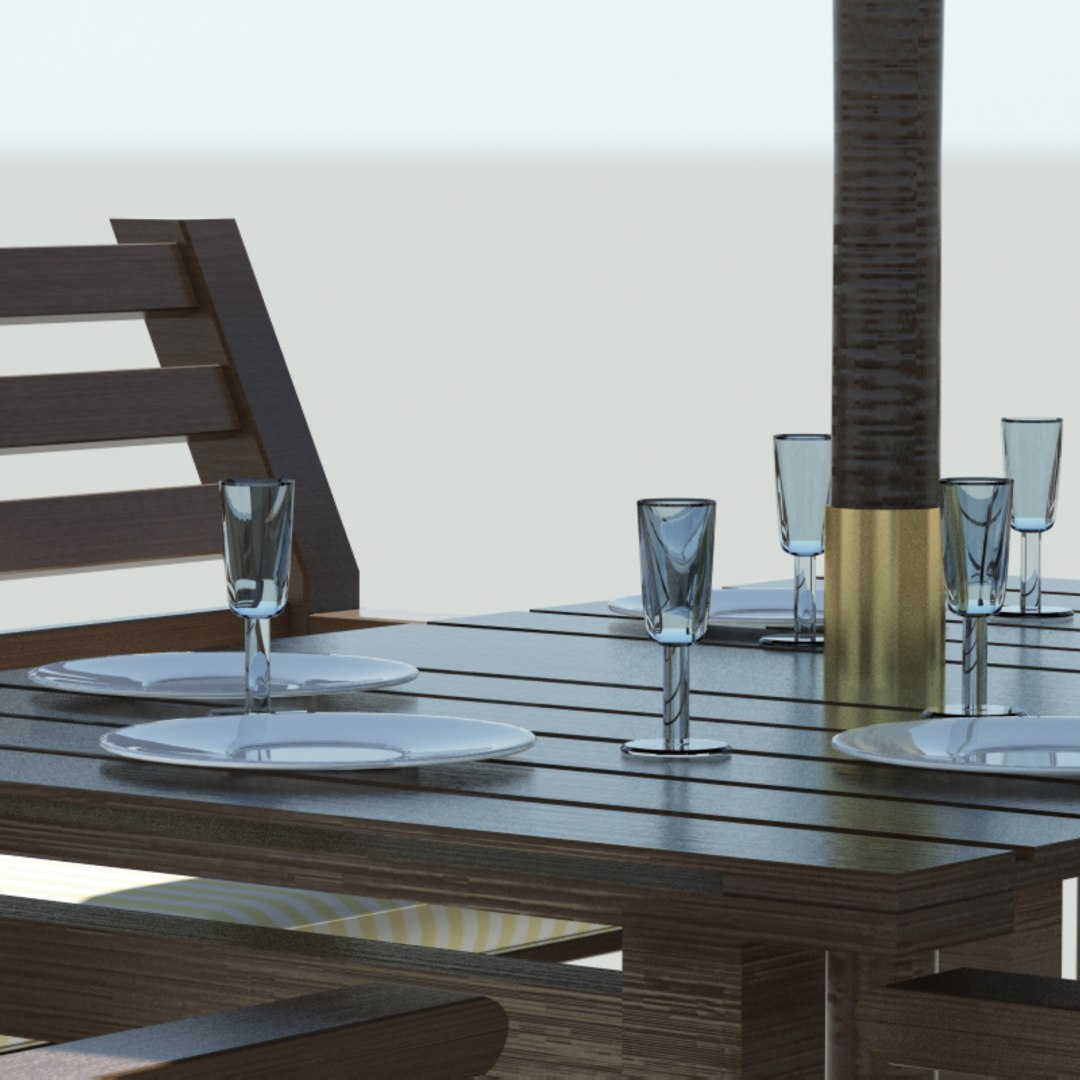 Set Outdoors Table Chairs 3d Max