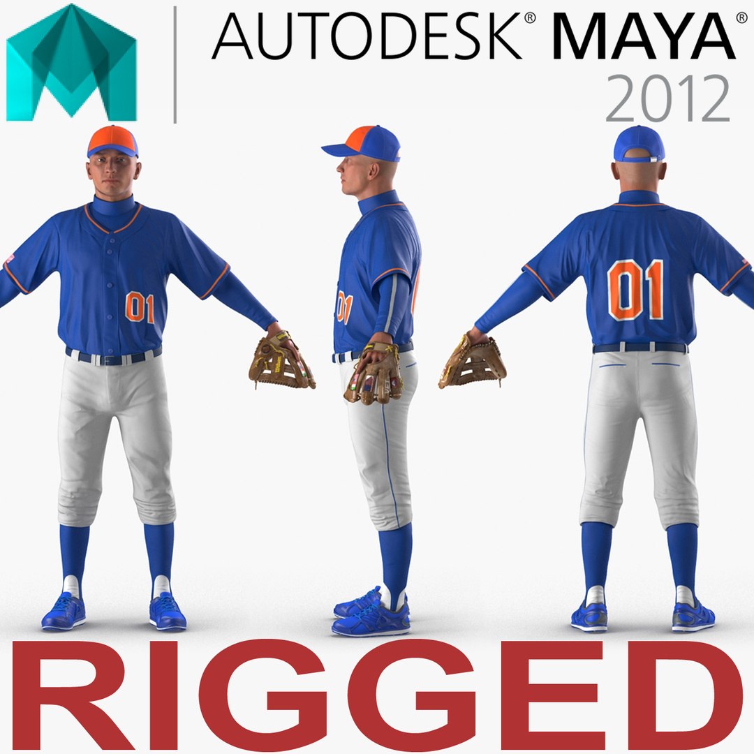 Baseball Player Rigged Generic 4 for Maya 3D model preview