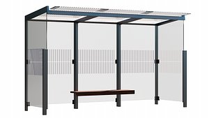 Bus stop shelter with flat roof Geomere by mmcite 3D model