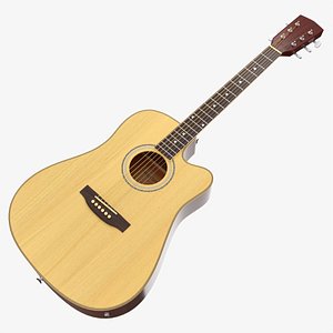 3D Acoustic dreadnought guitar 02 model