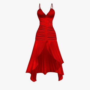 Ruched Strap Long Dress 3D