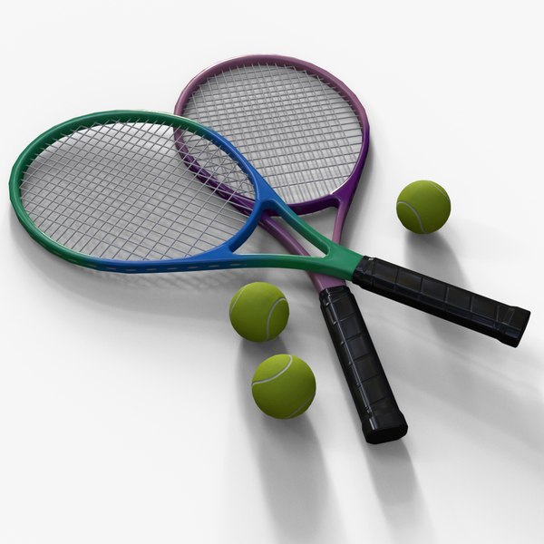 PBR Tennis Racket Bat and Ball model