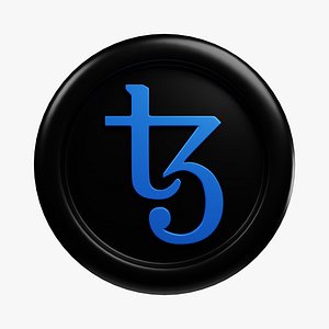 Tezos or XTZ Black Crypto Coin with cartoon style