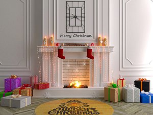 3D model Christmas Fireplace 2