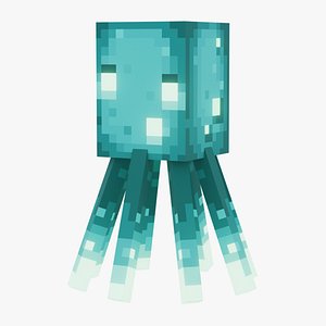 3D Minecraft Glow Squid Rigged 3D Model Game Ready 4K PBR