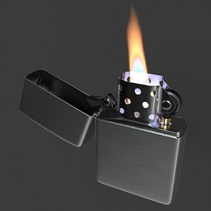 Metal Lighter with Flame VDB Animated for Blender