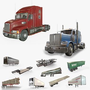 3D Semi Truck Mega Pack - Low Poly model