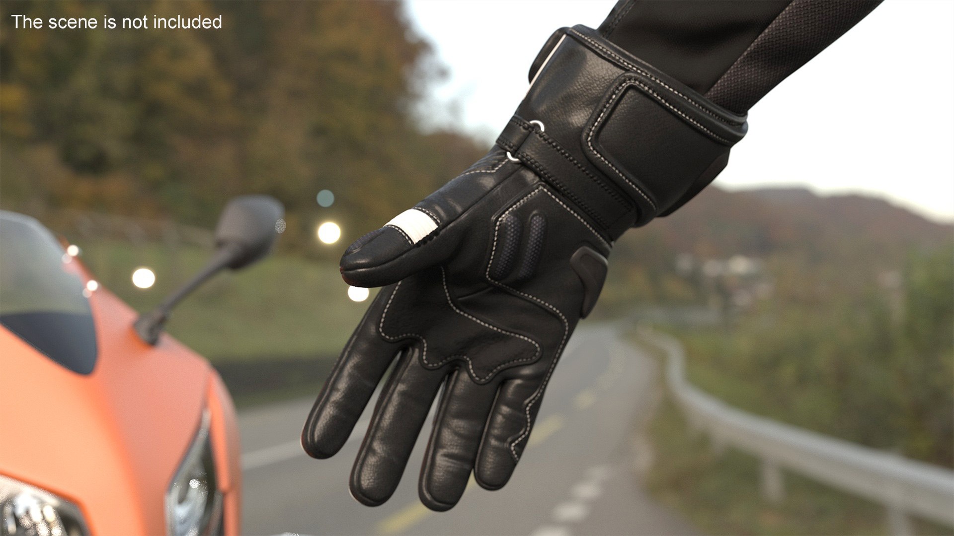 3D Model Meteor Protective Riding Gloves Black - TurboSquid 2236739