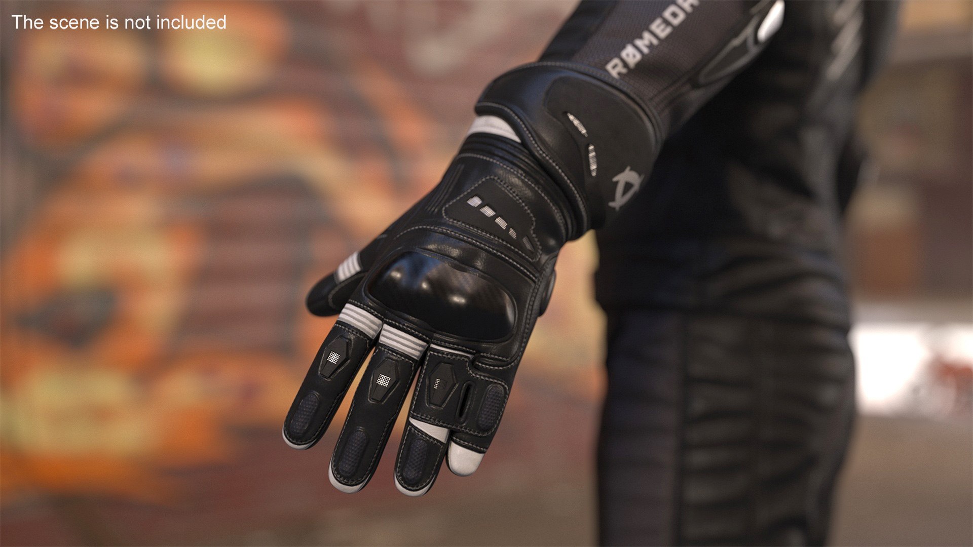 3D Model Meteor Protective Riding Gloves Black - TurboSquid 2236739