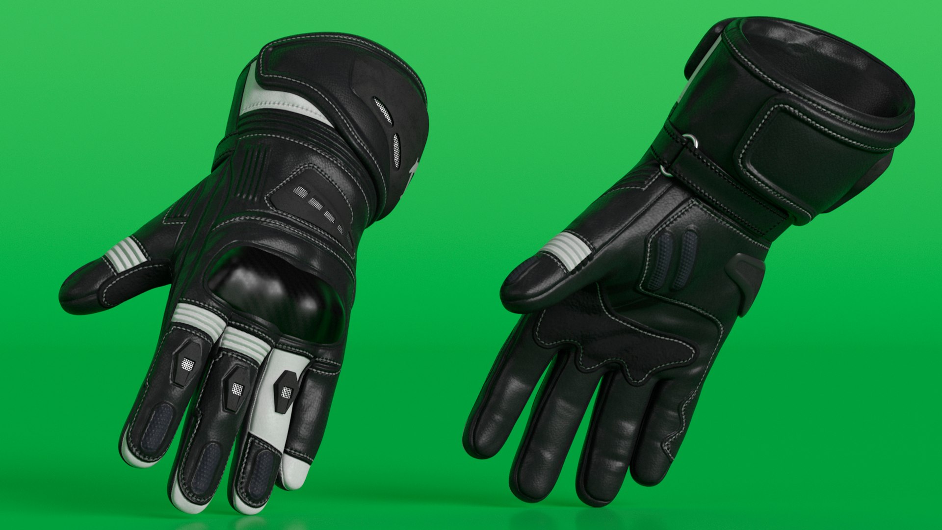 3D Model Meteor Protective Riding Gloves Black - TurboSquid 2236739