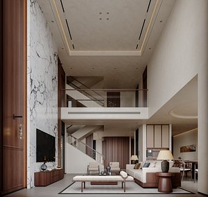 Villa interior scene 3D model