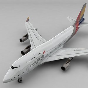 3D boeing 747 asiana airlines model