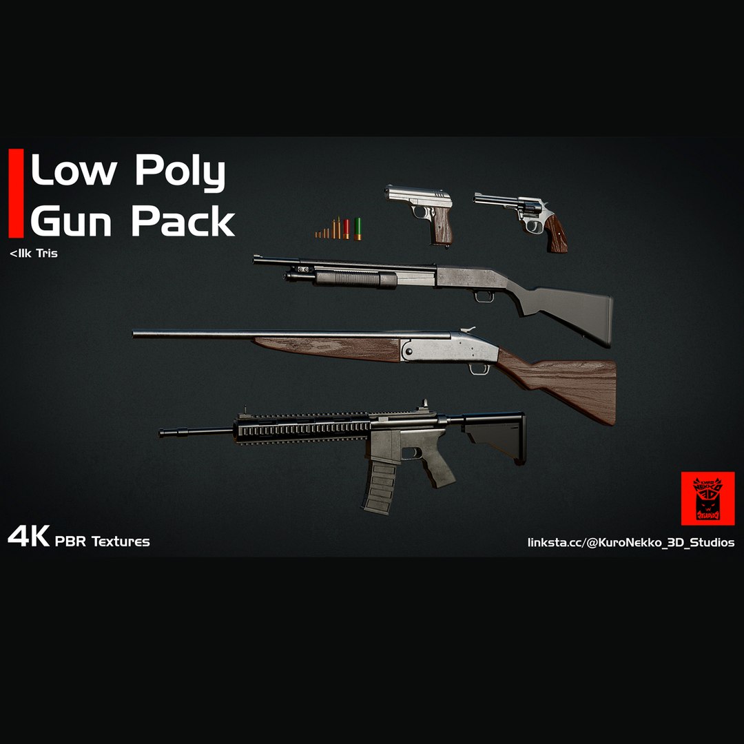 Low Poly Gun Pack 3D Model - TurboSquid 2550805