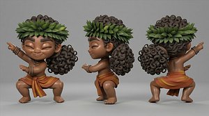 Beautiful Polynesian Dancer in Sarong 3D Printable STL 3D model
