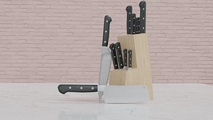 3D kitchen knife set