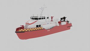 Fire fighting and Rescue Ship Boat with Interior 3D model