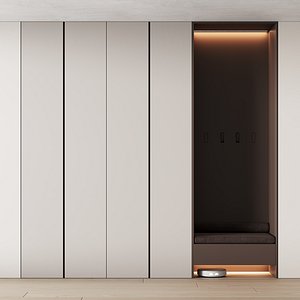 575 hallway zone 18 built in wardrobe with cute vacuum cleaner CORONA 2021 3D model