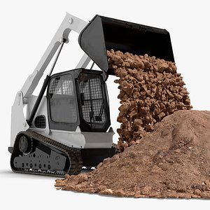 Skid Steer Loader with Pile of Soil Rigged for Cinema 4D
