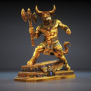 Minotaur  ancient egyptian sculptures 2 3D model