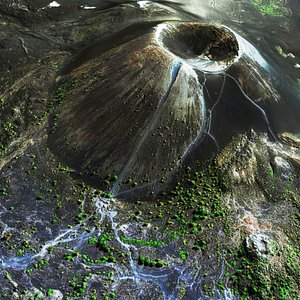 realistic paricutin mountain landscape 3D model