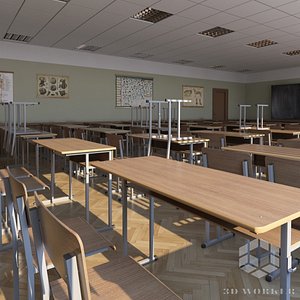 3D classroom seats model
