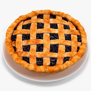 Blueberry Lattice Pie With Plate