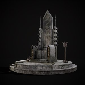 Gothic Crypt Stone Throne 3D model