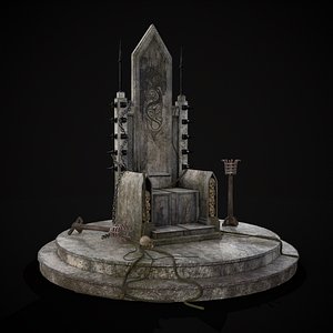 Gothic Crypt Stone Throne 3D model