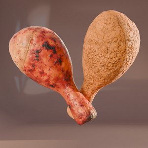 Chicken Drumstick Low Poly 3D Model with LODs 3D