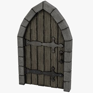 Medieval Door Stone Arch and Door 3D Model