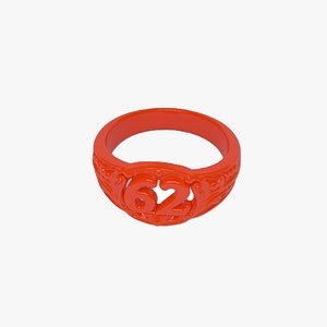 Crimson Inferno Plastic Ring 62 3D Model