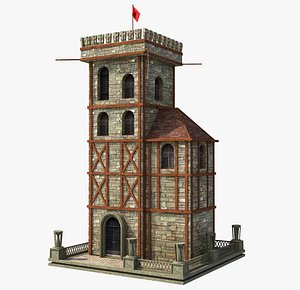 Fantasy Medieval Tower Wood Stone 3D model