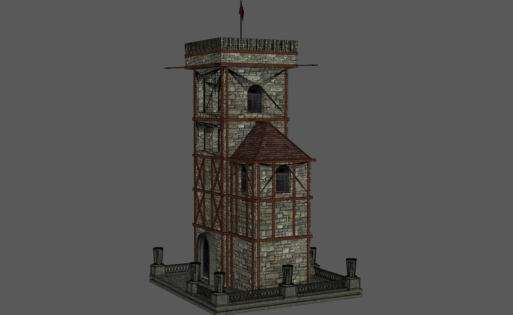 Fantasy Medieval Tower Wood Stone 3D model - TurboSquid 1896368