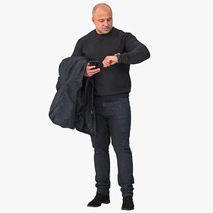 Arnold Casual Winter Idle Pose With Phone 09 3D model