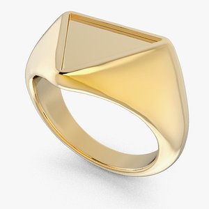 Gold Triangle Signet Ring 3D model