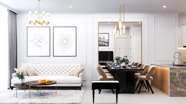 3D living room corona render