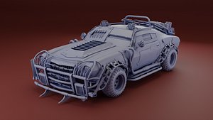 Post Apocalyptic 1970s Sports Car Mid-Poly model
