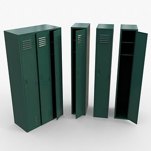PBR School Gym Locker 03 - Green Dark 3D
