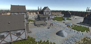 fortress buildings fences 3D model