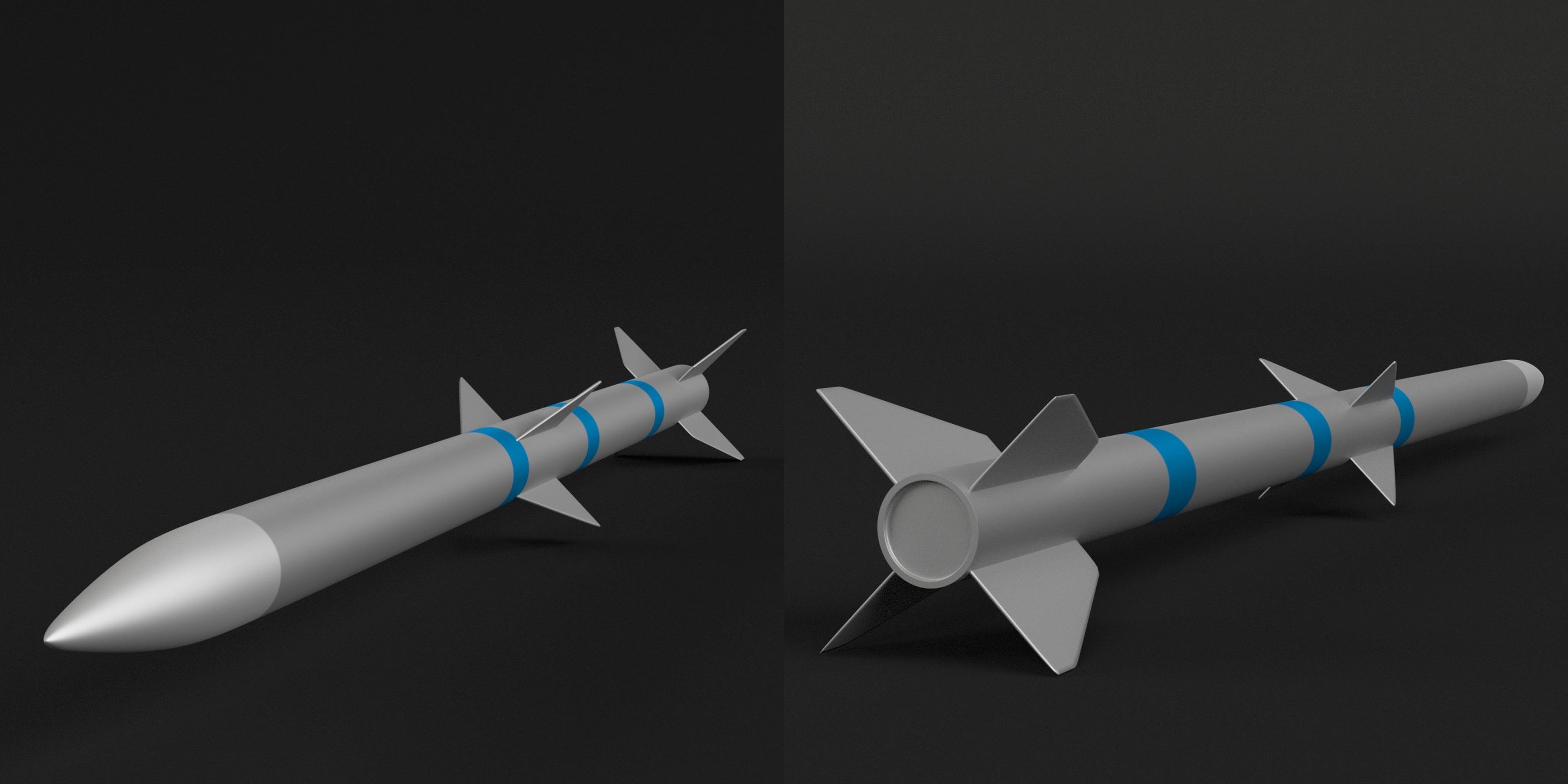 pbr uv-textured aim-120 amraam missile 3d model