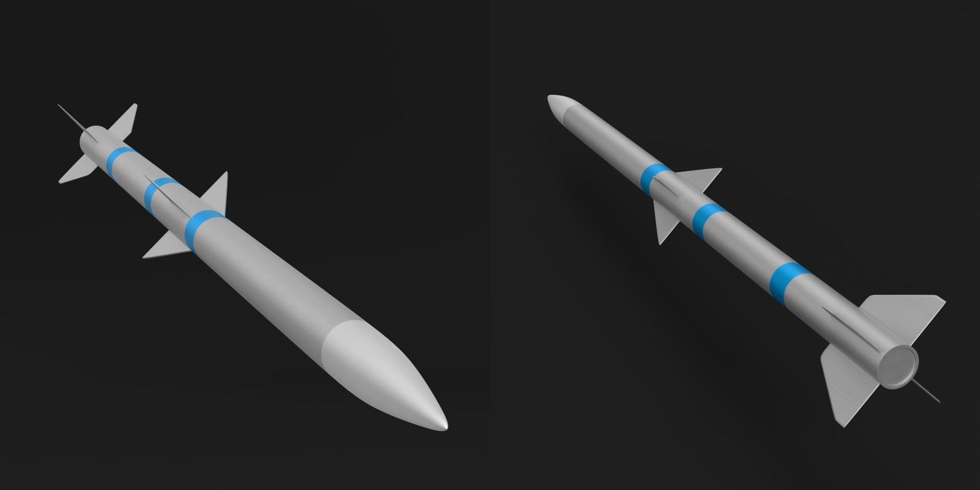 pbr uv-textured aim-120 amraam missile 3d model https://p.turbosquid.com/ts-thumb/c7/t0q35y/TL/tsstylizedairtoairmissilebasemesh00/jpg/1775061649/1920x1080/fit_q87/d985cdebe495035c06b7c160c4b69fa27ff3e2da/tsstylizedairtoairmissilebasemesh00.jpg