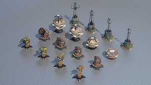 turrets mobile pbr 3D model